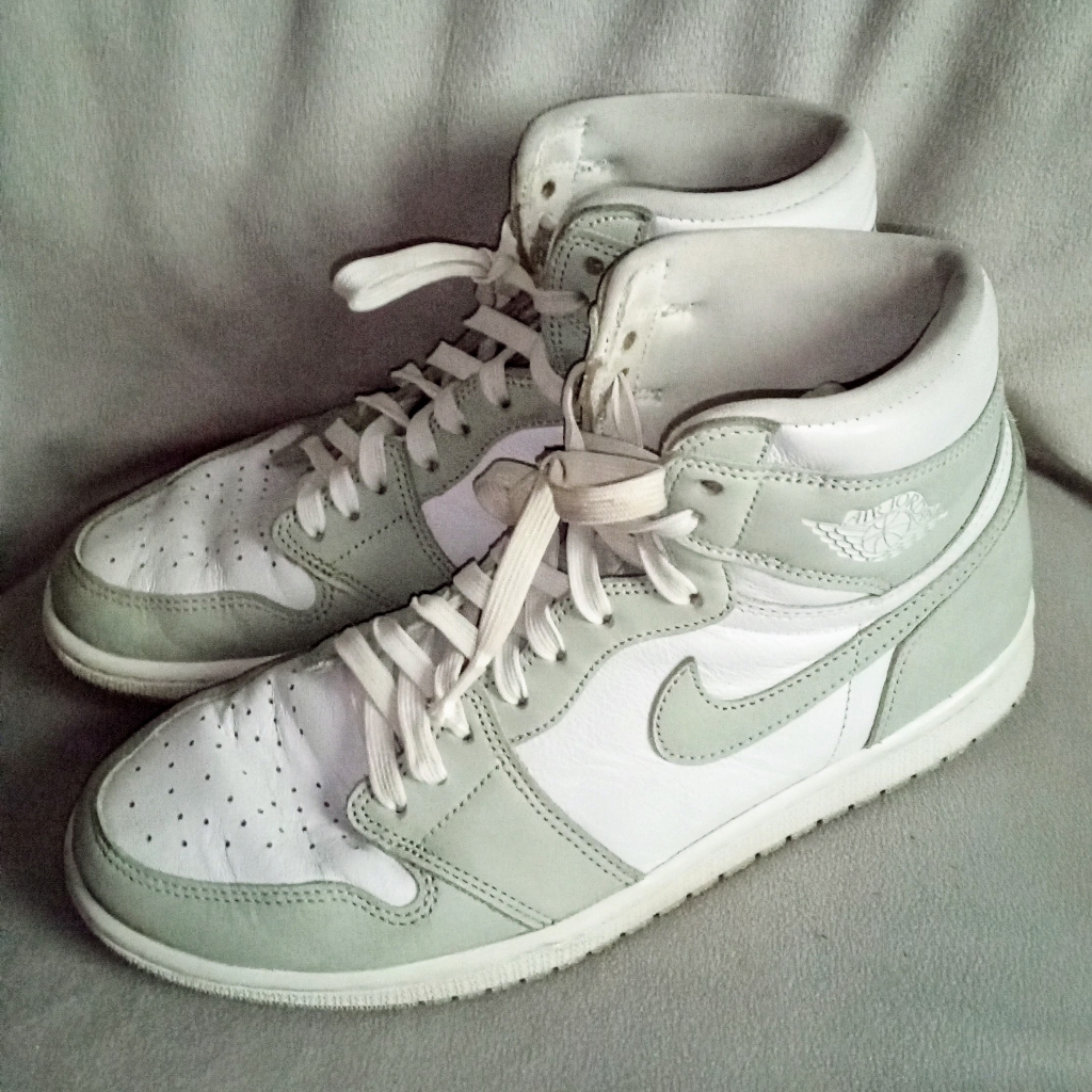 Nike White And Light Gray High Top Athletic Shoes